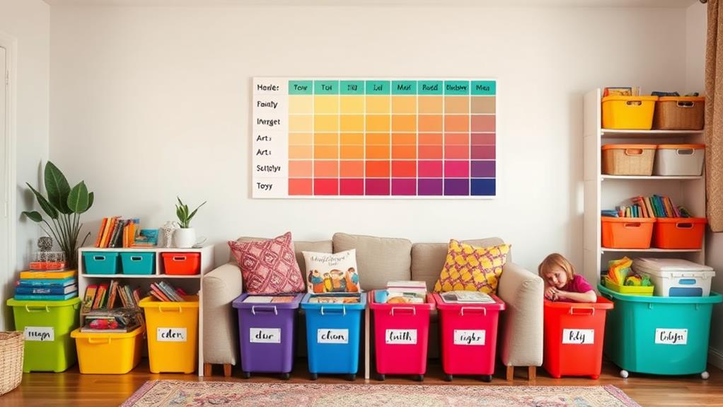 organize family items colorfully